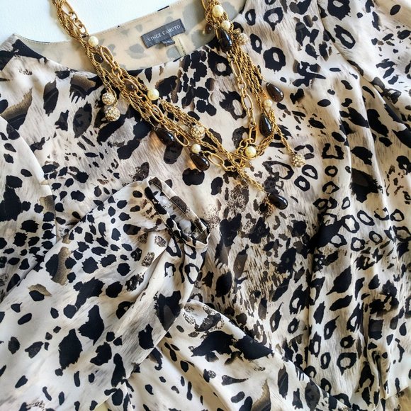 Vince Camuto Longsleeve Animal Fresco Shirt Dress - Picture 2 of 8